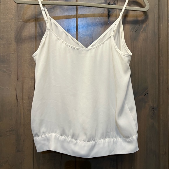 #695. Guess White Sheer Chiffon Spaghetti Strap Crop Top. Size Small. - Picture 5 of 9